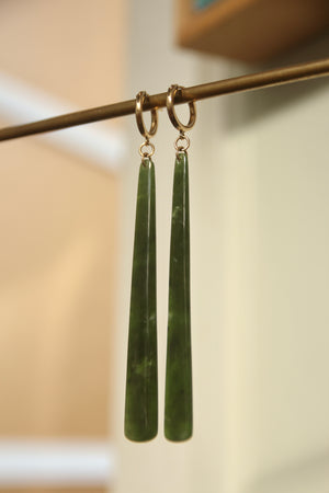 
                  
                    Extra Long Pounamu Earrings - Gold
                  
                