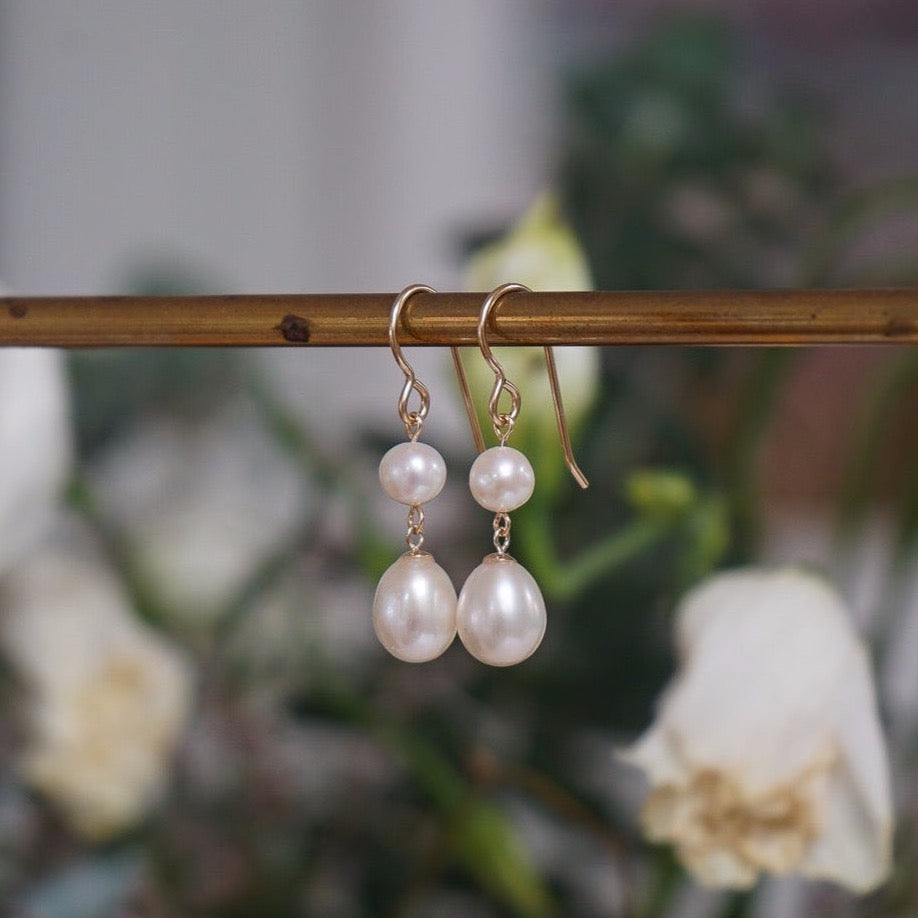 Two Tier Pearl Earrings